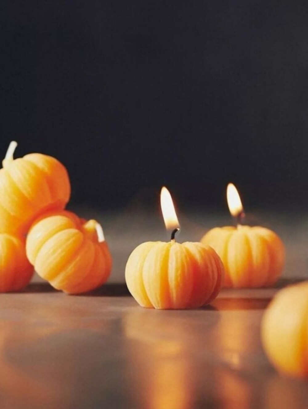 Anthropologie NWT 6-Pack Figural Pumpkin Tea Lights In Orange